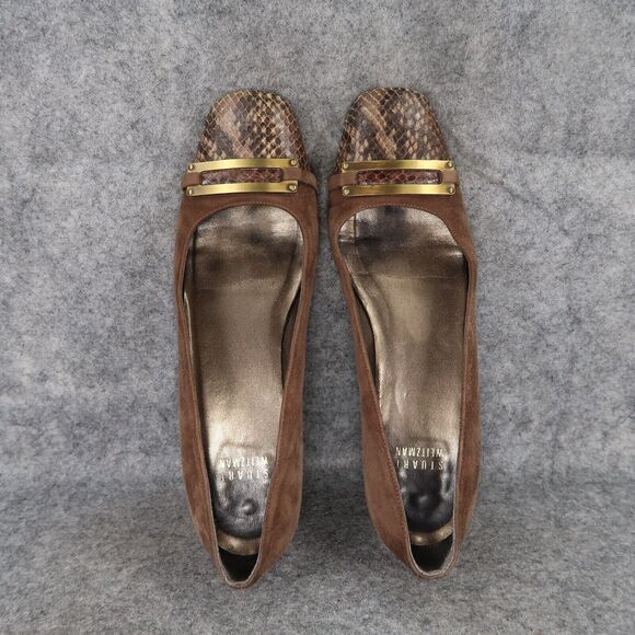 Stuart Weitzman Shoes Womens 6.5 Loafer Flats Slip On Cap Toe Suede Snake Career - Picture 9 of 16